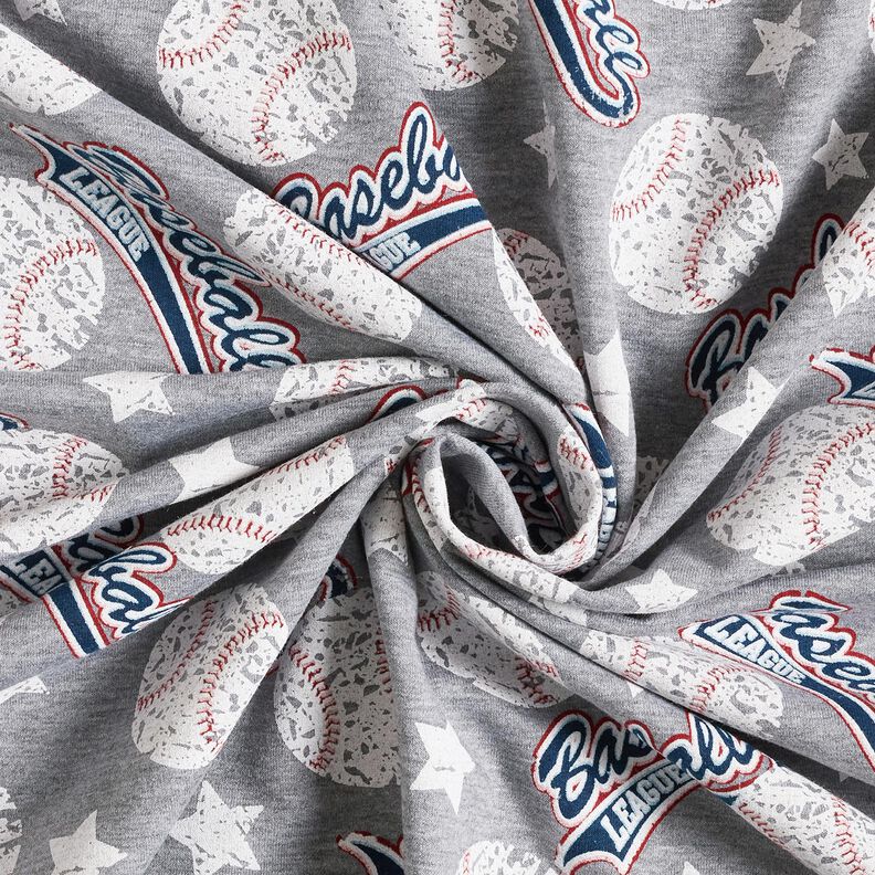 French Terry sommersweat Honkbal – zilver/wit,  image number 3