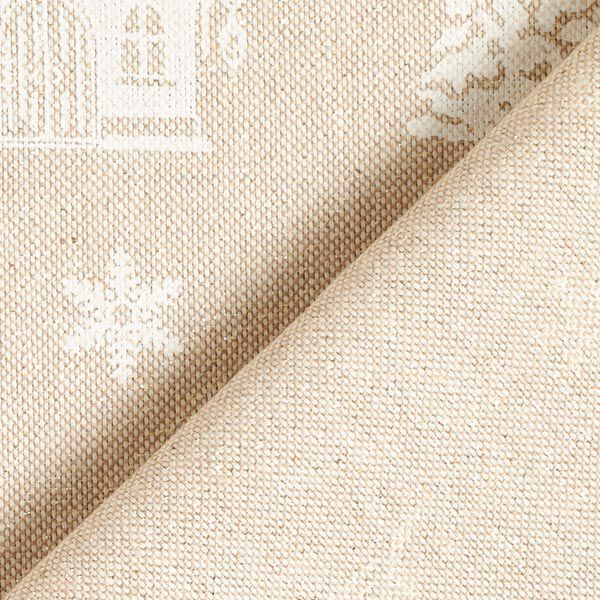 Decostof half panama Glinsterende winterhuizen – wit/natuur, image number 5
