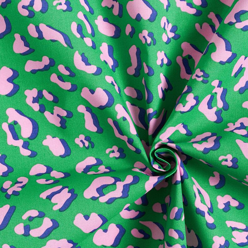 Gecoate katoen abstracte Leeuw | Poppy Fabrics – groen/roze, image number 3