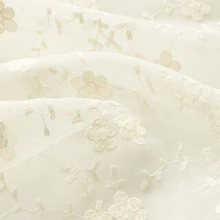 Organza geborduurde bloemen en twijgen – ecru, 