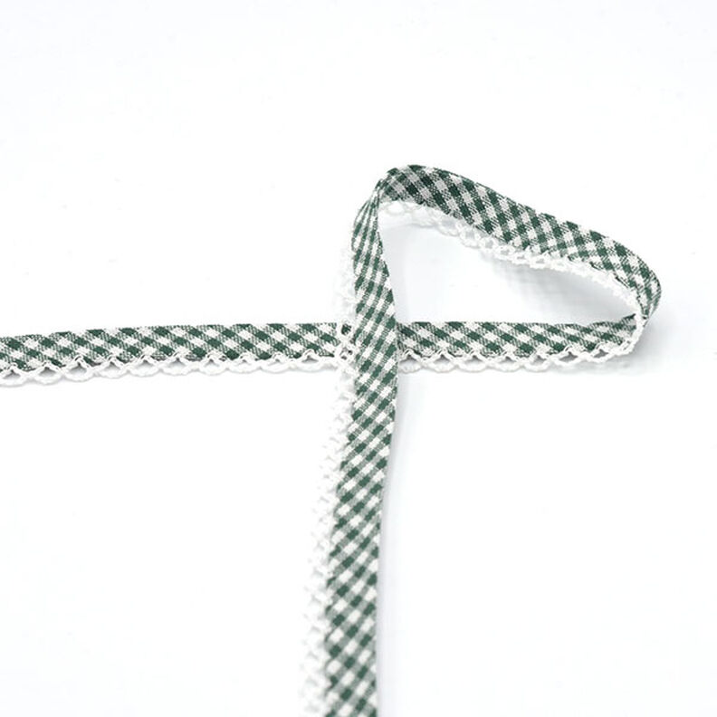 Biasband Vichy ruit met gehaakte rand [20 mm] – donkergroen,  image number 2