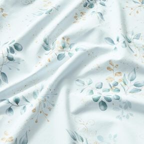 Katoenjersey Eucalyptus | Glitzerpüppi – wit/duifblauw, 