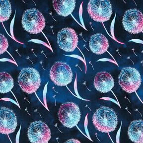 Katoenjersey Paardenbloemen | Glitzerpüppi – nachtblauw/purper, 
