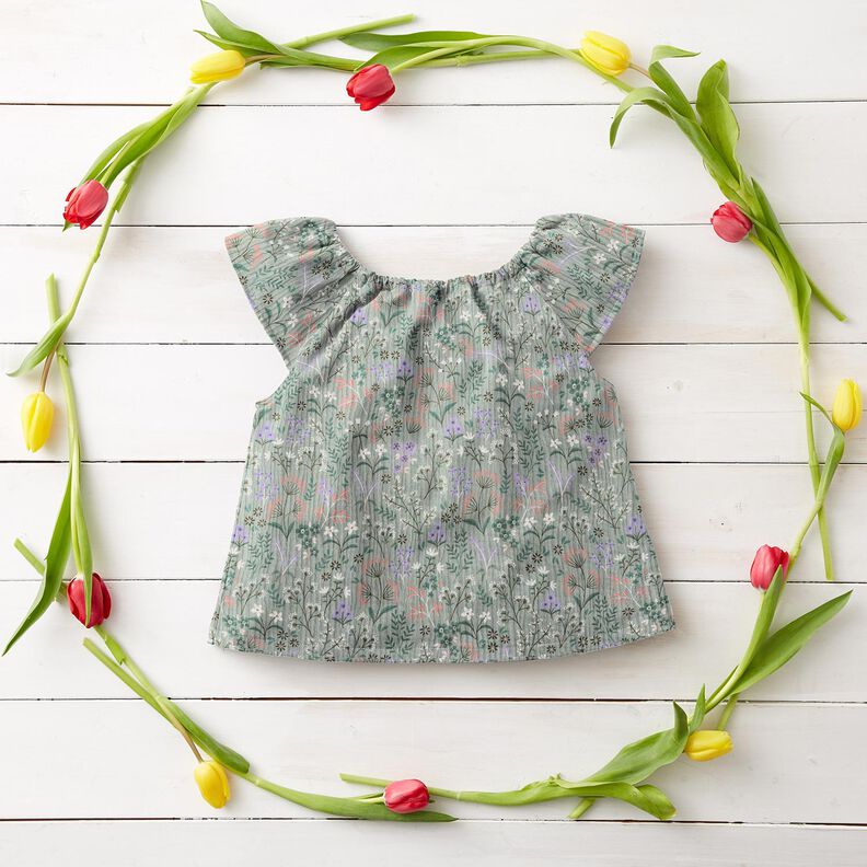 GOTS Mousseline/dubbel gehaakte stoffen Lente bloemenweide | Poppy Fabrics – riet,  image number 6