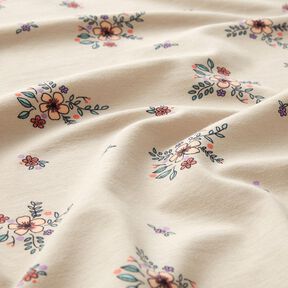 GOTS Katoenjersey verspreide bloemen | Poppy Fabrics – amandel, 