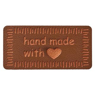 Decoratie Handmade with Love [ 40 mm ] – bruin, 