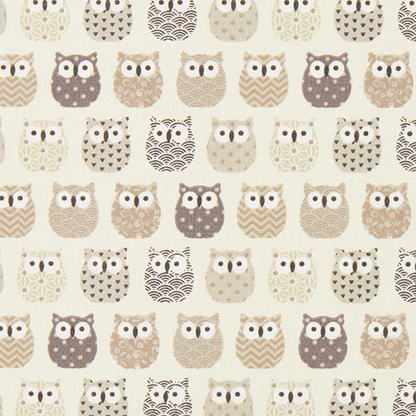 Katoenen stof cretonne
uil – creme/grijs, image number 1