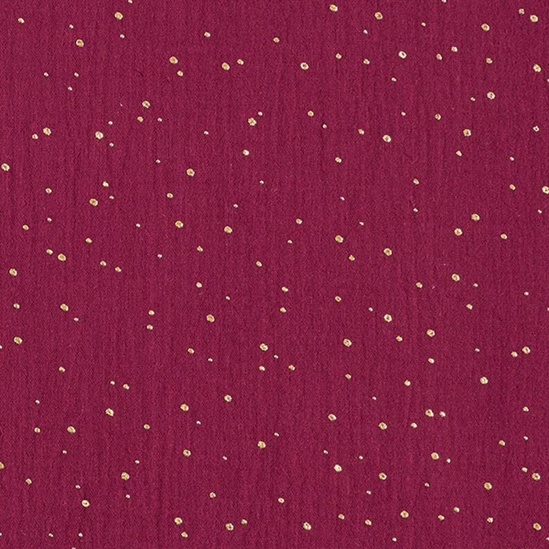 Katoenen mousseline verspreide gouden vlekken – bordeauxrood/goud,  image number 1