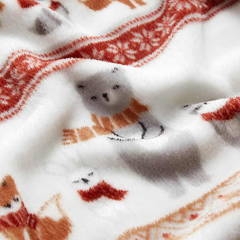 Gezellige fleece Winterdieren – wit/karmijnrood, image number 2