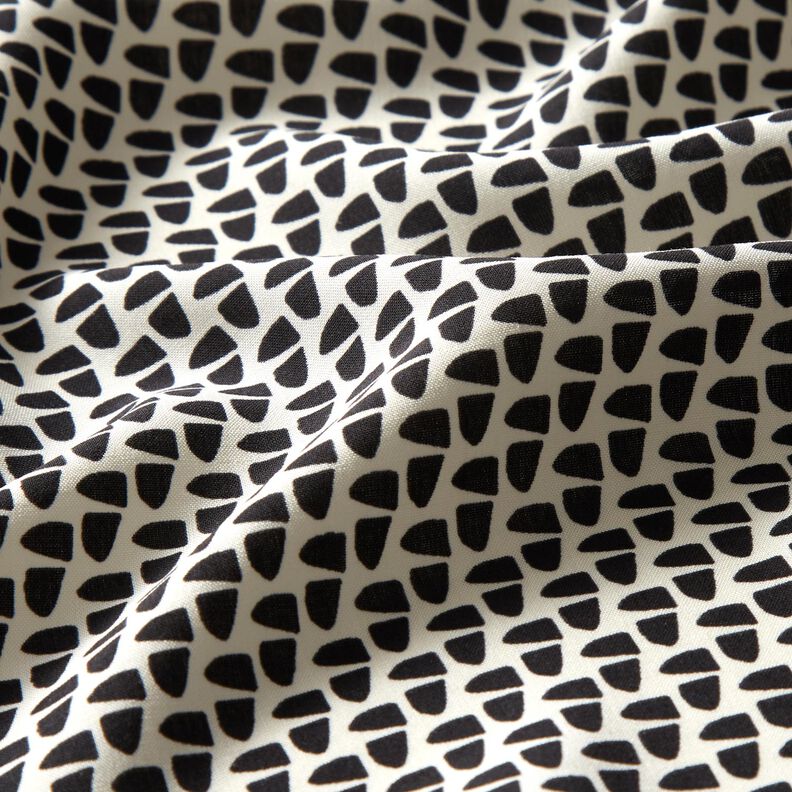 Blousestof abstracte afbeelding – creme/zwart, image number 2