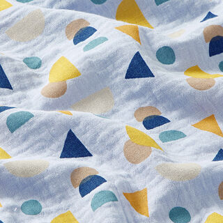 GOTS Mousseline Geometrische vormen – babyblauw, 