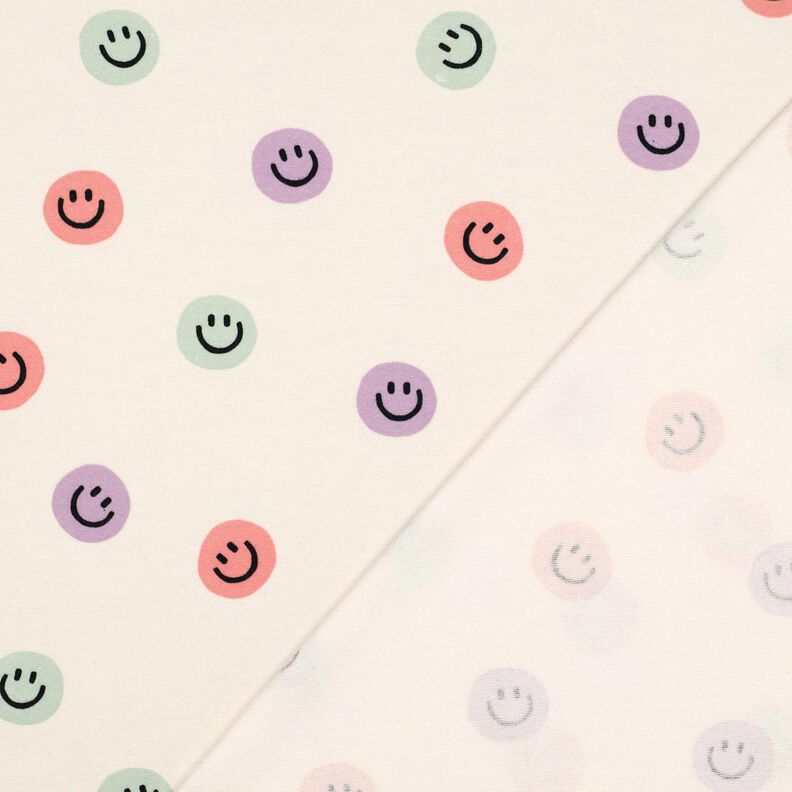 Katoenflanel Smileys | Poppy Fabrics – ivoor/oudroze, image number 3