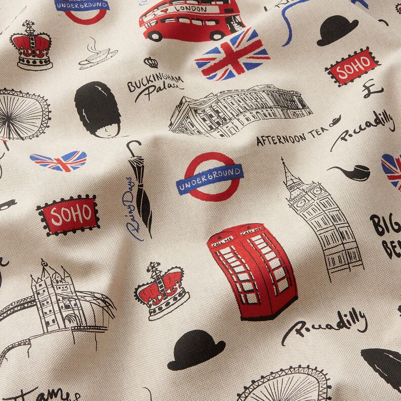 Decostof Half panama Londen – natuur/rood,  image number 2