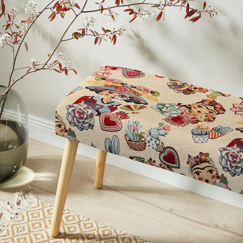 Decostof Gobelin Vrouwelijke kunstenaars &ndash; lichtbeige/rood,  image number 5