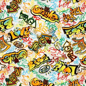 Decostof Half panama Graffiti – zilvergrijs, 
