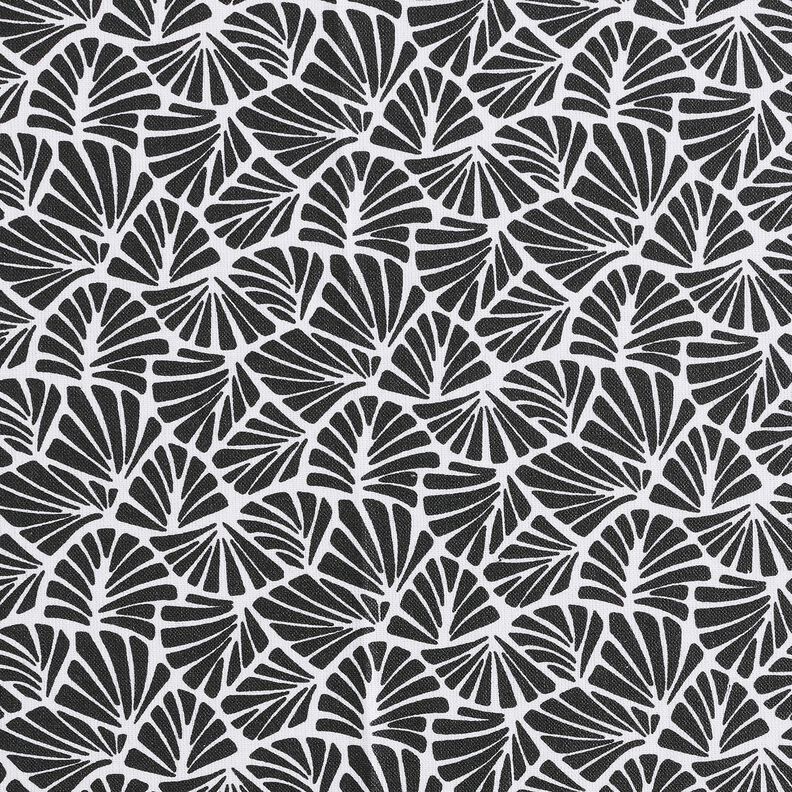 Gecoate katoen abstracte minibladeren – zwart/wit,  image number 1