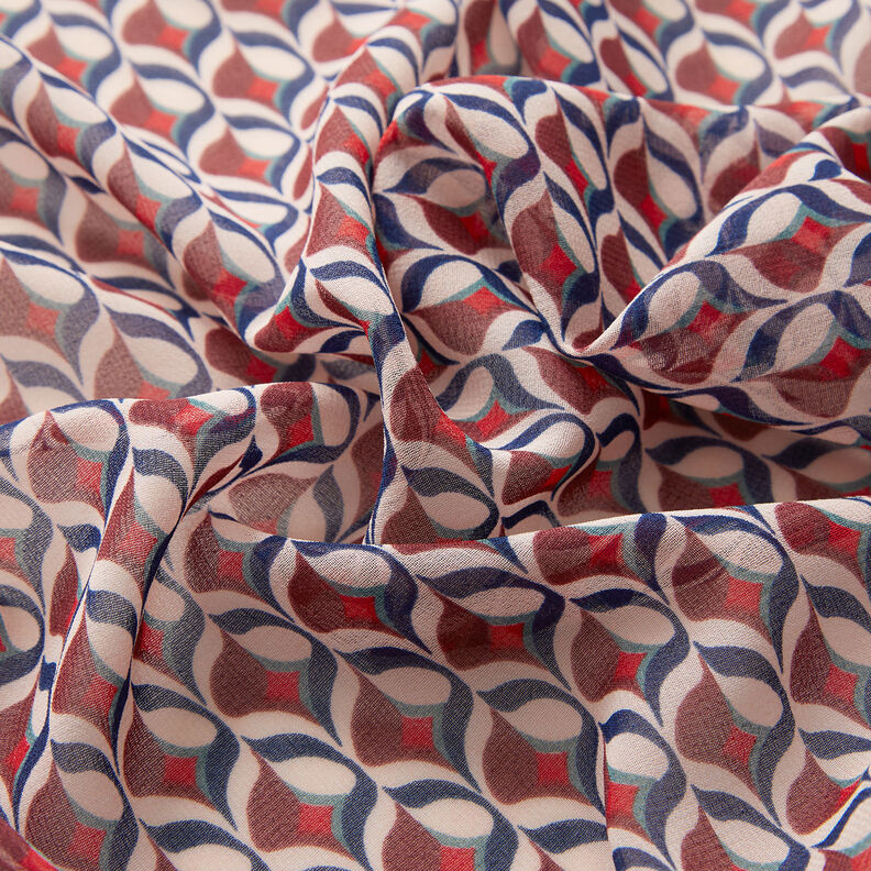 Chiffon retropatroon – wit/donkerrood, image number 3