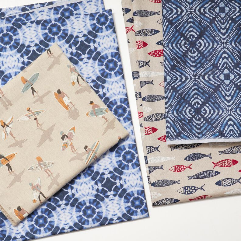 Decostof Canvas Batiktegels – indigo/wit, image number 6
