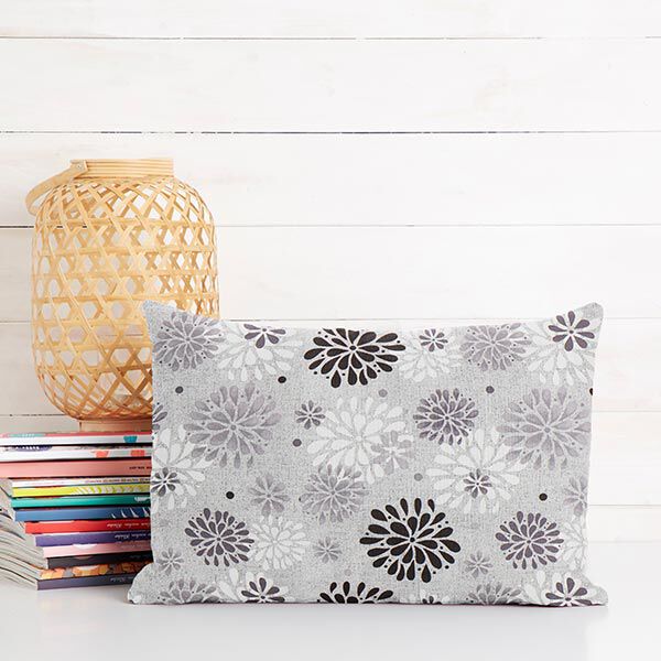 Decostof Canvas Bloemen – grijs/wit, image number 6