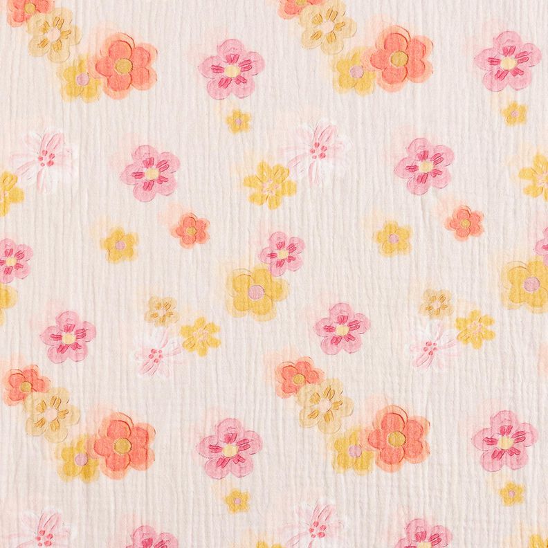 Mousseline/dubbel gehaakte stoffen Grote bloemen Digitaal printen – roos,  image number 1