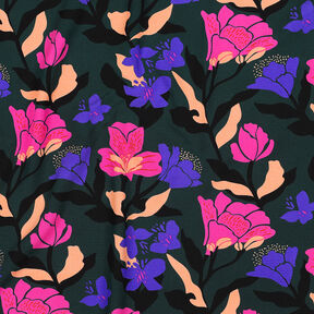 Lenzing Ecovero™ Amira Floral | Nerida Hansen – donkergroen/lila, 