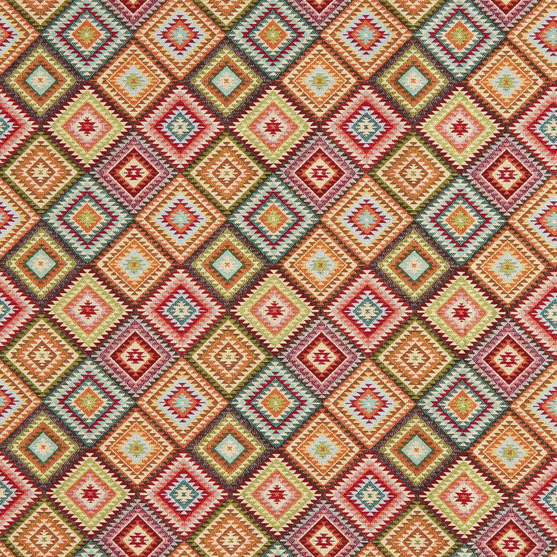 Decostof Gobelin gekartelde diamanten – lichtbeige/karmijnrood,  image number 1