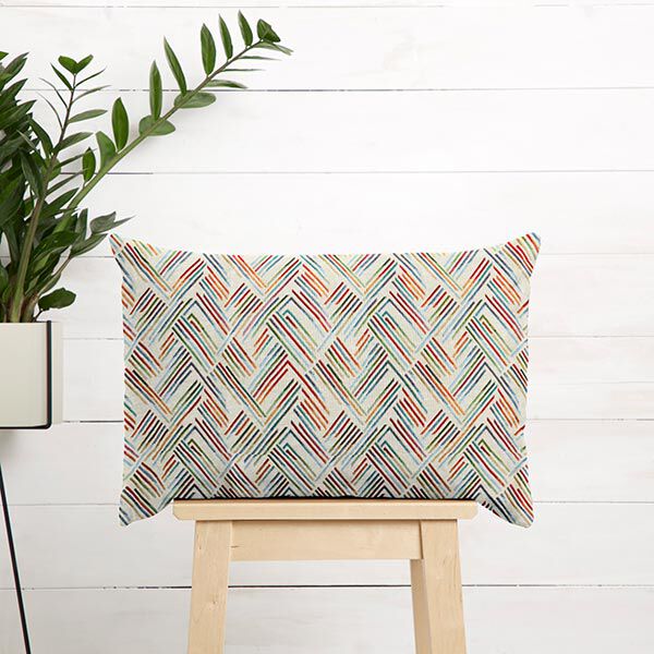 Decostof Gobelin Zigzag lijn – lichtbeige/blauw,  image number 7