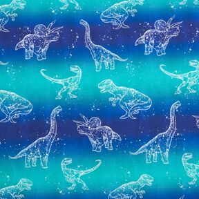 Katoenjersey Dino-contouren | Glitzerpüppi – blauwlila/pepermunt, 