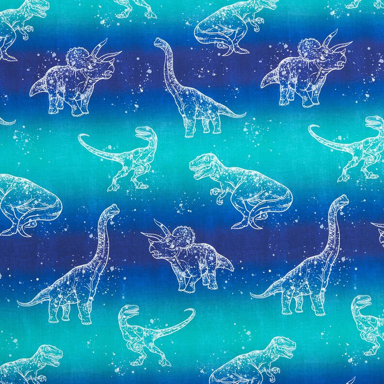 Katoenjersey Dino-contouren | Glitzerpüppi – blauwlila/pepermunt,  image number 1