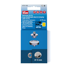 Gereedschapsset drukknopen sport & camping [Ø 15 mm] | Prym – zilver metallic, 