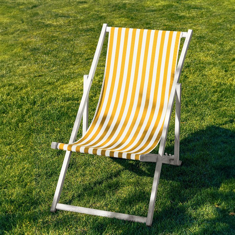 Outdoor Ligstoel stof Lengtestrepen 44 cm – zonnegeel/wit,  image number 4