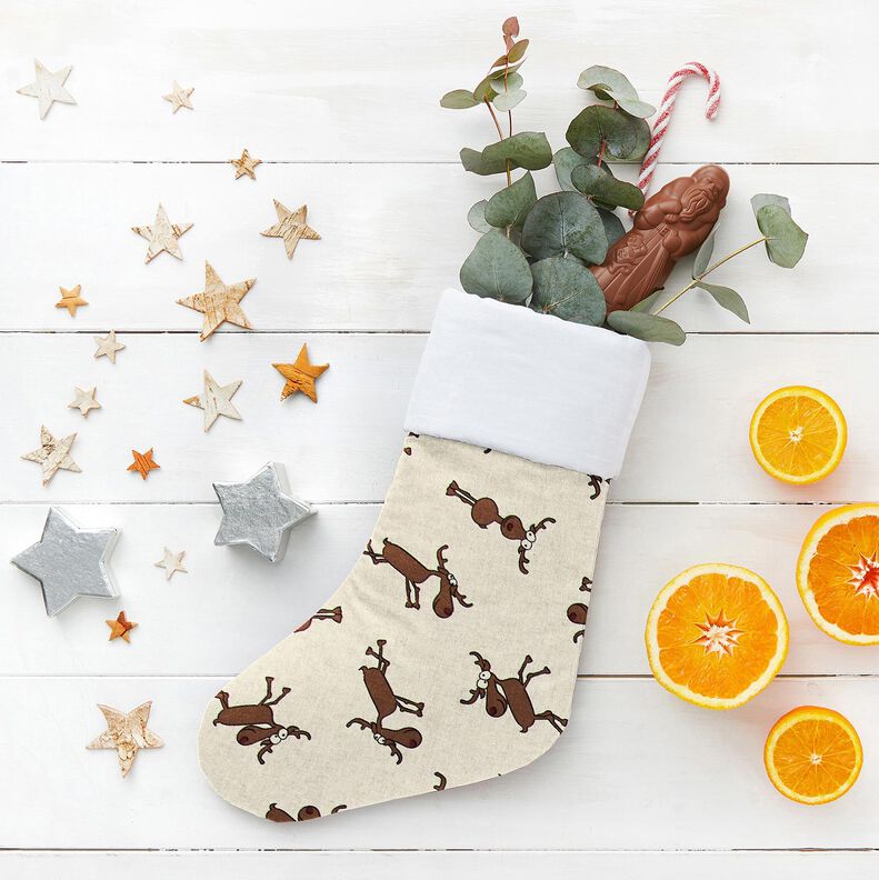 Decostof Half panama grappig rendier – natuur/bruin,  image number 5