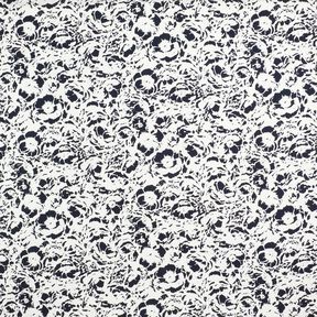 Viscose-linnen-mix Abstracte bloemen – wit/nachtblauw, 