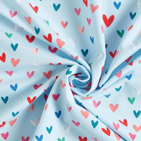 Katoenjersey Lieve hartjes | STENZO – babyblauw, image number 4