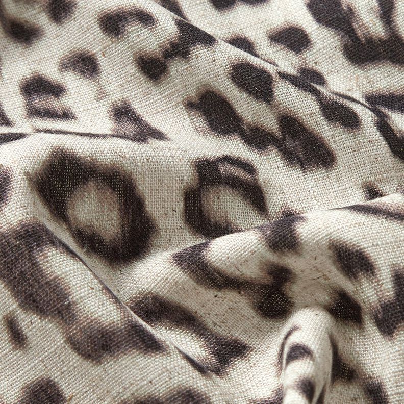 Viscose-linnen-mix Luipaardprint digitale print – amandel/zwart,  image number 2
