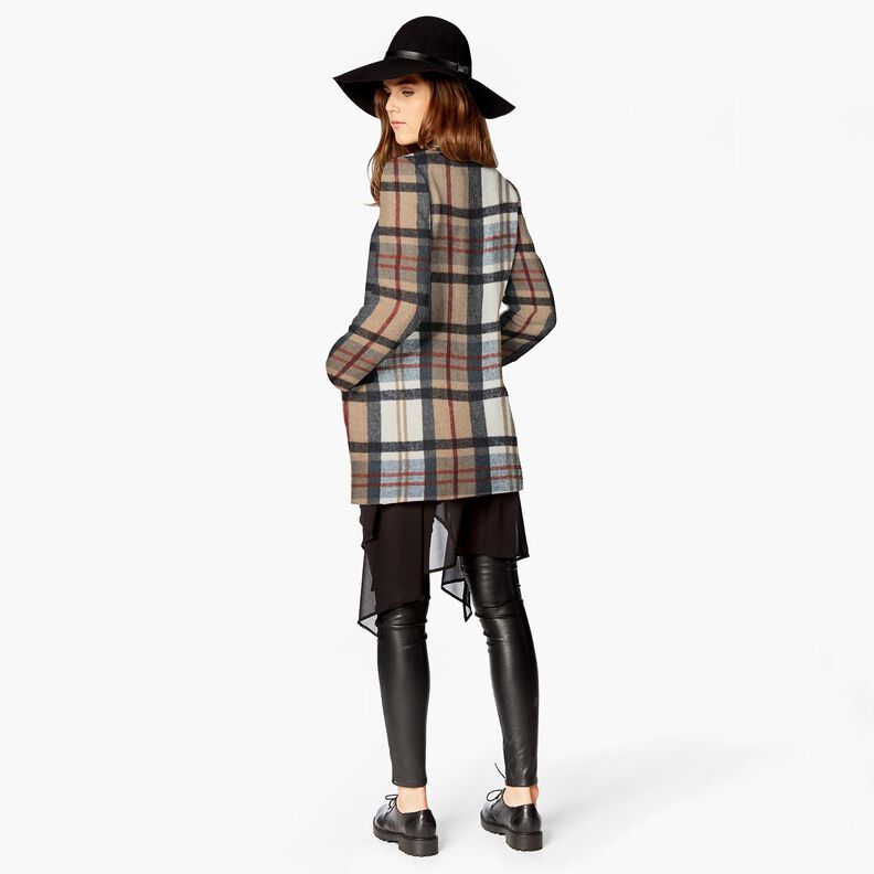 Mantelstof opgeruwde tartan ruit – lichtblauw/beige,  image number 5