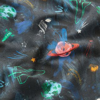 Sweatshirt geruwd Universum Digitaal printen – marineblauw, 