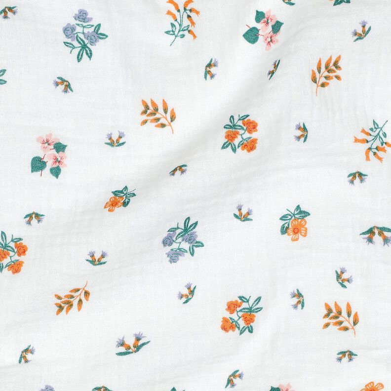 Mousseline/dubbel gehaakte stoffen Bloemetjes | Poppy Fabrics – ivoor/perzik sinaasappel, image number 2