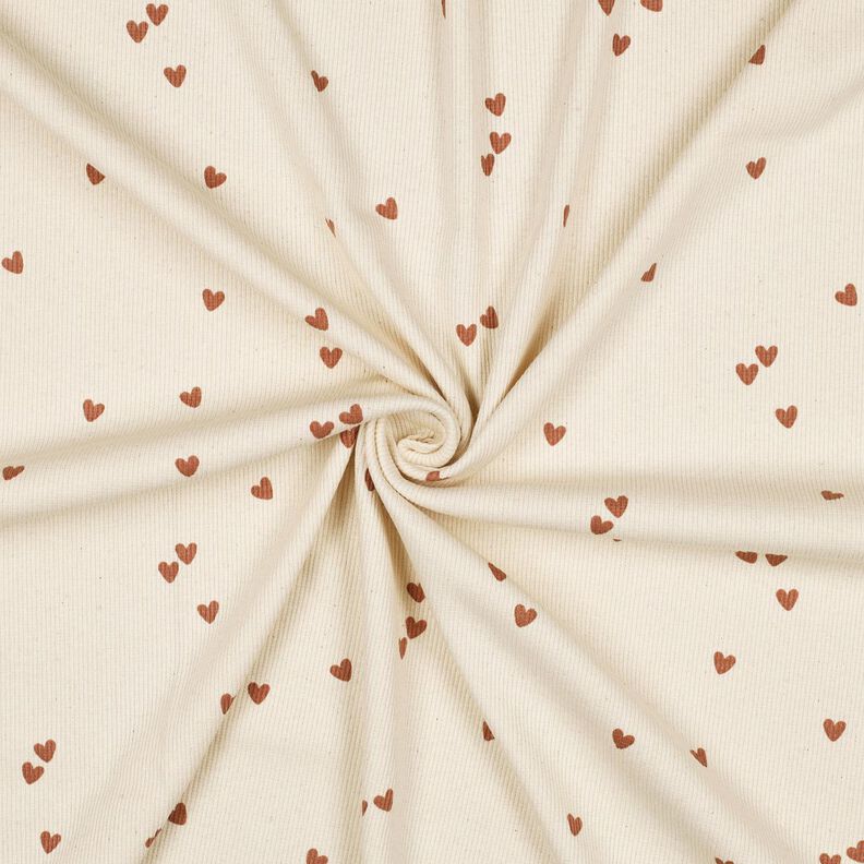 Ribjersey verspreide harten | Poppy Fabrics – lichtbeige/bruin, image number 3