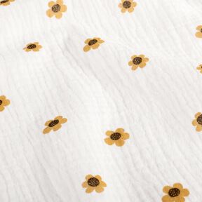 Mousseline/dubbel gehaakte stoffen Zonnebloemen – ivoor/oud goud, 