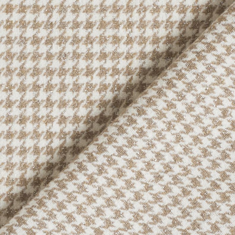 Mantelstof Wolmix Glitter pied-de-poule – mocca/ecru, image number 4