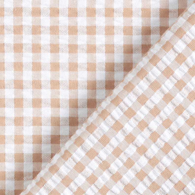 Seersucker Katoenmix Vichy-ruit – beige,  image number 4