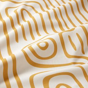 Decostof Half panama abstract gestreept patroon – mosterd/natuur, 