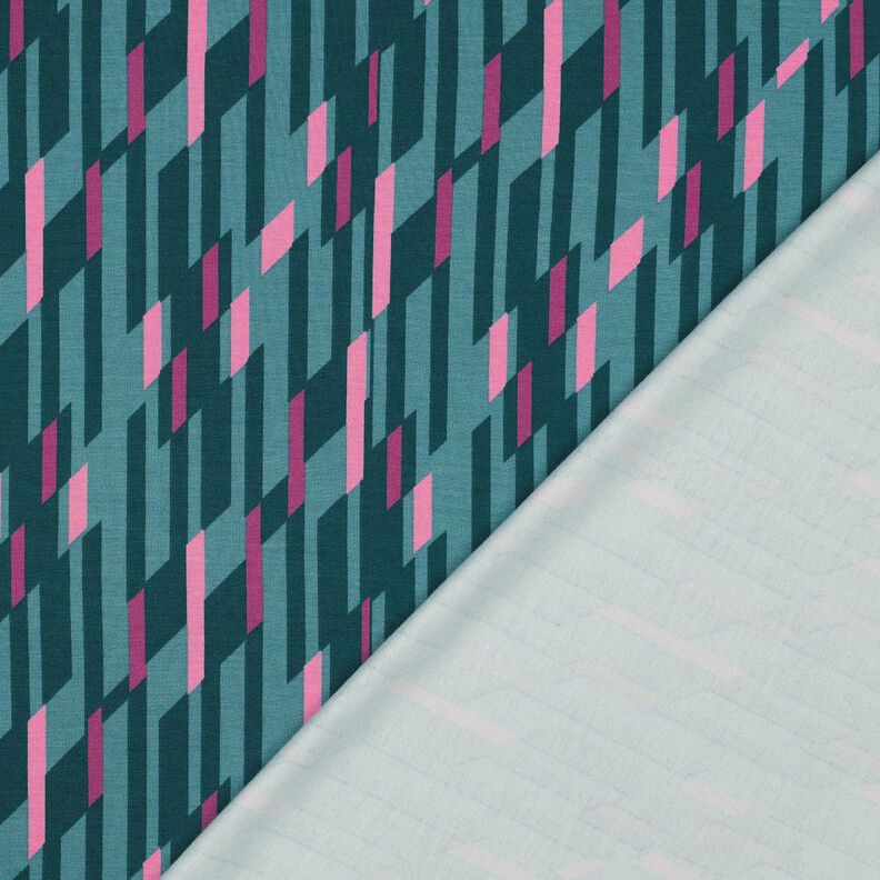 Romaniet jersey abstracte ruiten – petroleum/roze,  image number 4