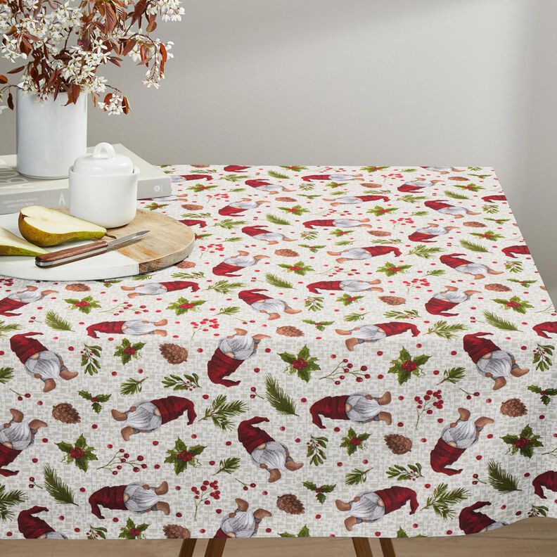 Decostof Canvas Kabouter met een hoed – lichtbeige/donkerrood, image number 7