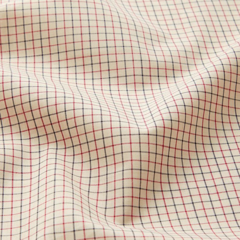 Overhemdenstof fijne ruit – beige/marineblauw,  image number 2