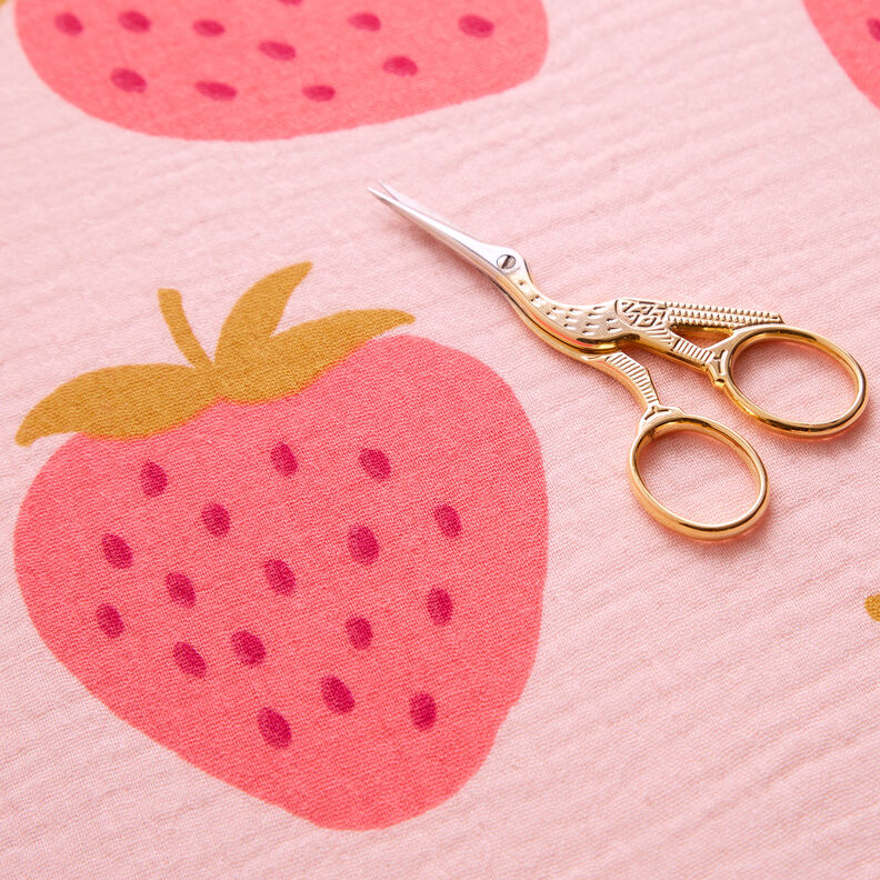 Mousseline/dubbel gehaakte stoffen Gigantische aardbei | by Poppy roos/pink, image number 3