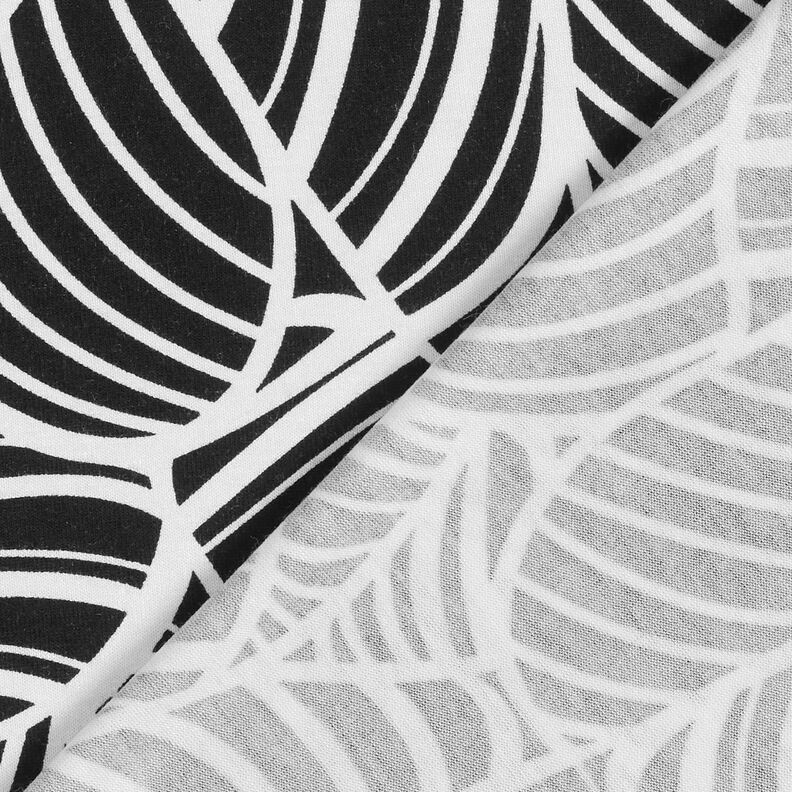 Viscosejersey abstracte bladeren – zwart/wit,  image number 5