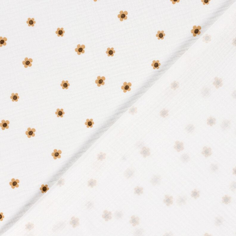 Mousseline/dubbel gehaakte stoffen Zonnebloemen – ivoor/oud goud,  image number 4