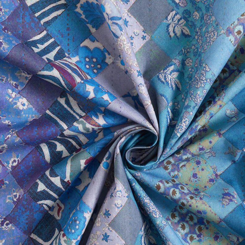 GOTS Katoenen batist Patroonmix kleurverloop | TCC x LOOKS by Wolfgang Joop – blauw/donkerbruin,  image number 4